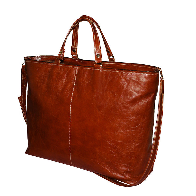 תיק עור גדול ללפטופ ומסמכים בצבע חום אדמדם מחוייט