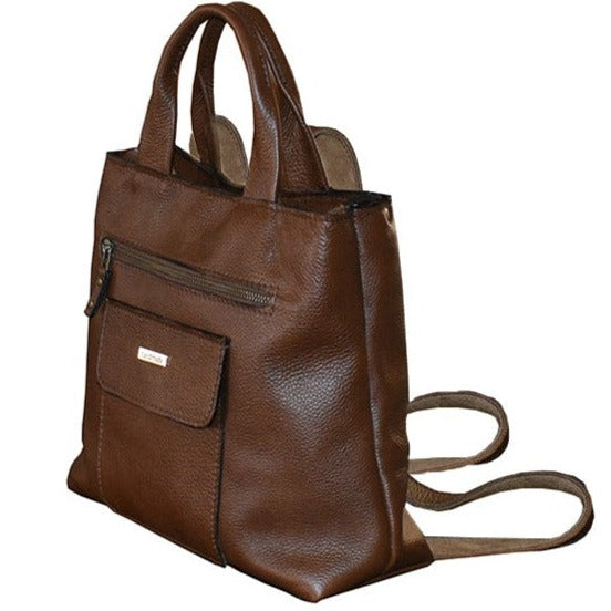 תיק גב עור שחור עם כיס בחזית דגם פרנצ'סקה