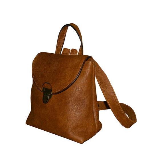 תיק גב מעור חום בגוון דבש