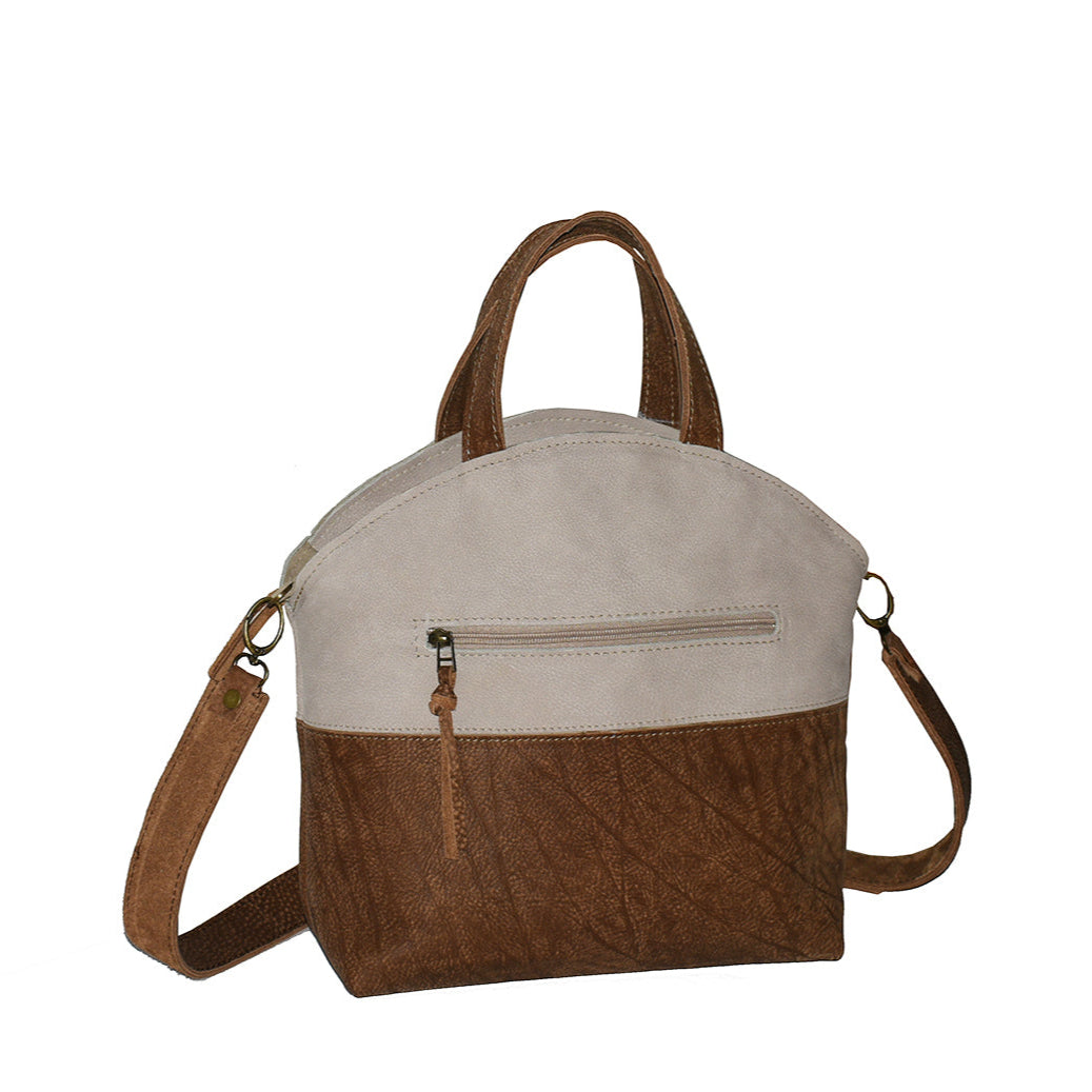 תיק עור אפריקה חום בשילוב עור אפריקה אבן טבעי עם אימג' של חתול