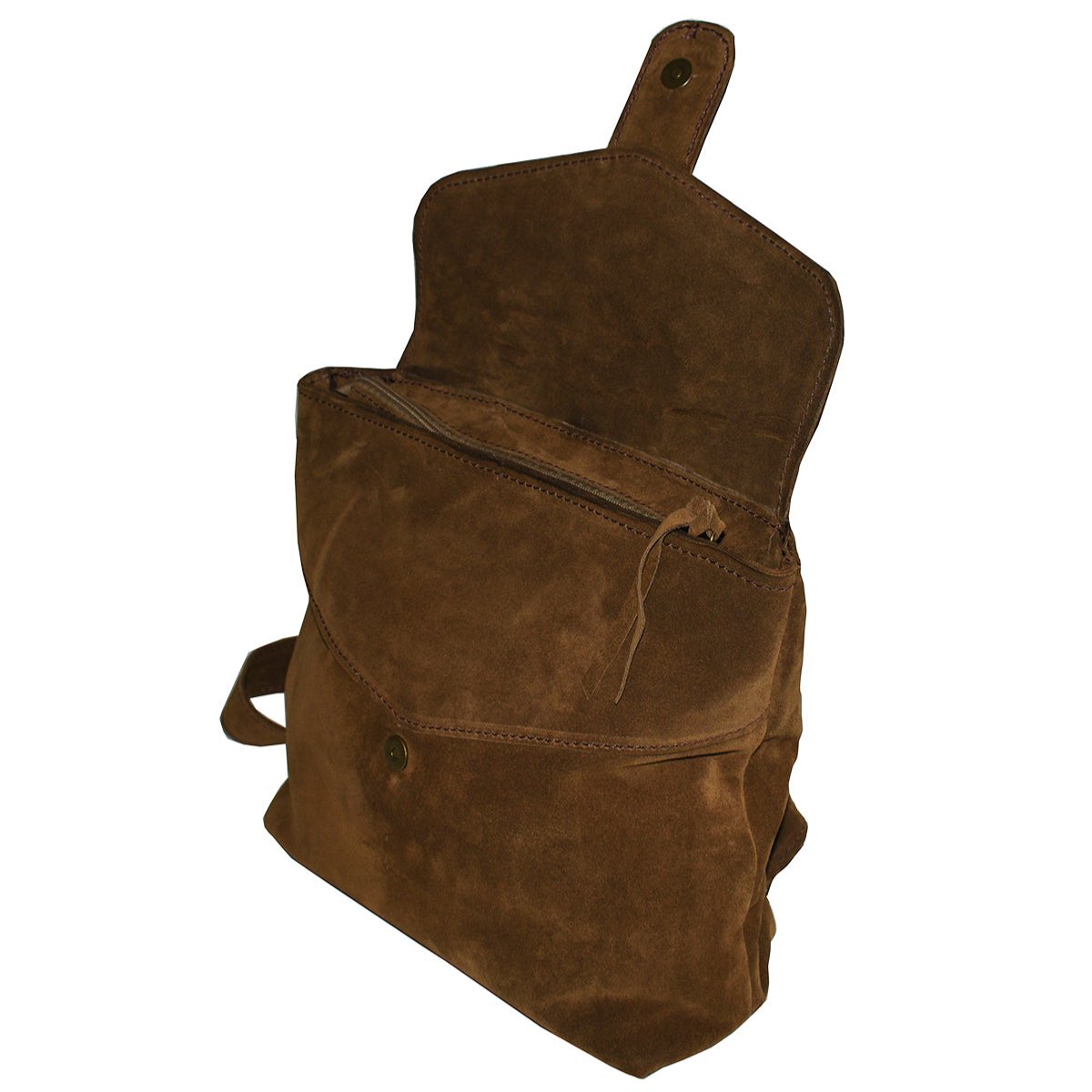 תיק גב אופנתי מעור זמש איטלקי אלגנטי בגוון חום אפרפר