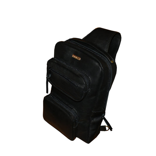 תיק גב מעור שחור עם כיסים ניפחיים ותאים רבים ללפטופ "14