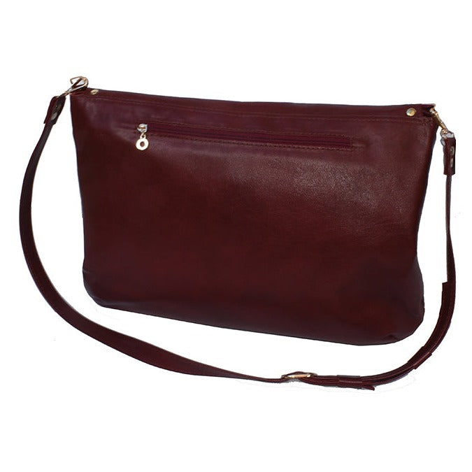 תיק עור בורדו גדול עם קלאפה ללפטופ