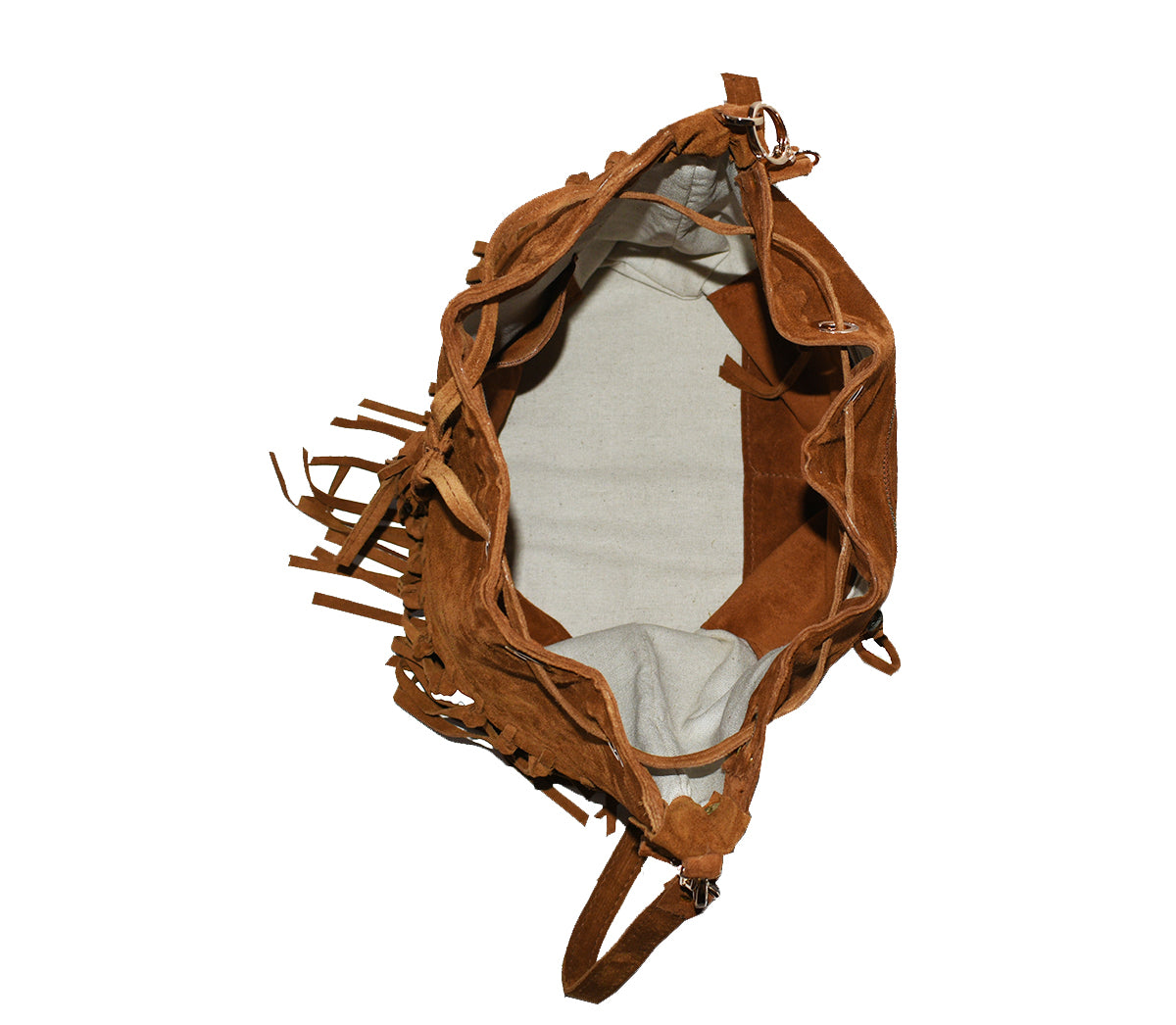 תיק עור זמש כחול נייבי עם פרנזים