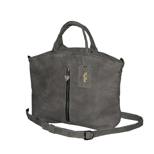 תיק יד מעור אפור אפריקה שוליים מעוגלים