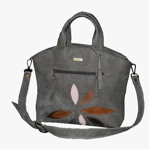 תיק יד מעור אפור אפריקה שוליים מעוגלים