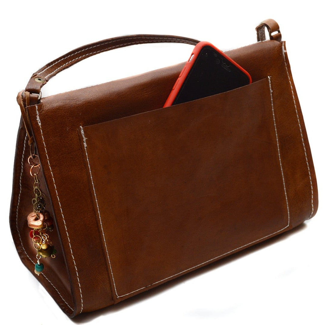 תיק עור איטלקי אלגנט בגוון חום