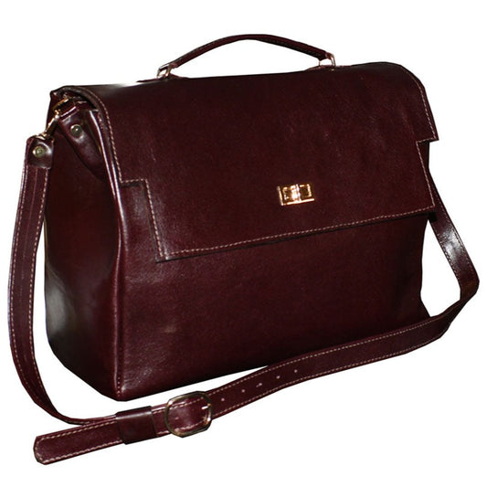 תיק למחשב נייד לנשים מעור בורדו אלגנטי במראה עסקי