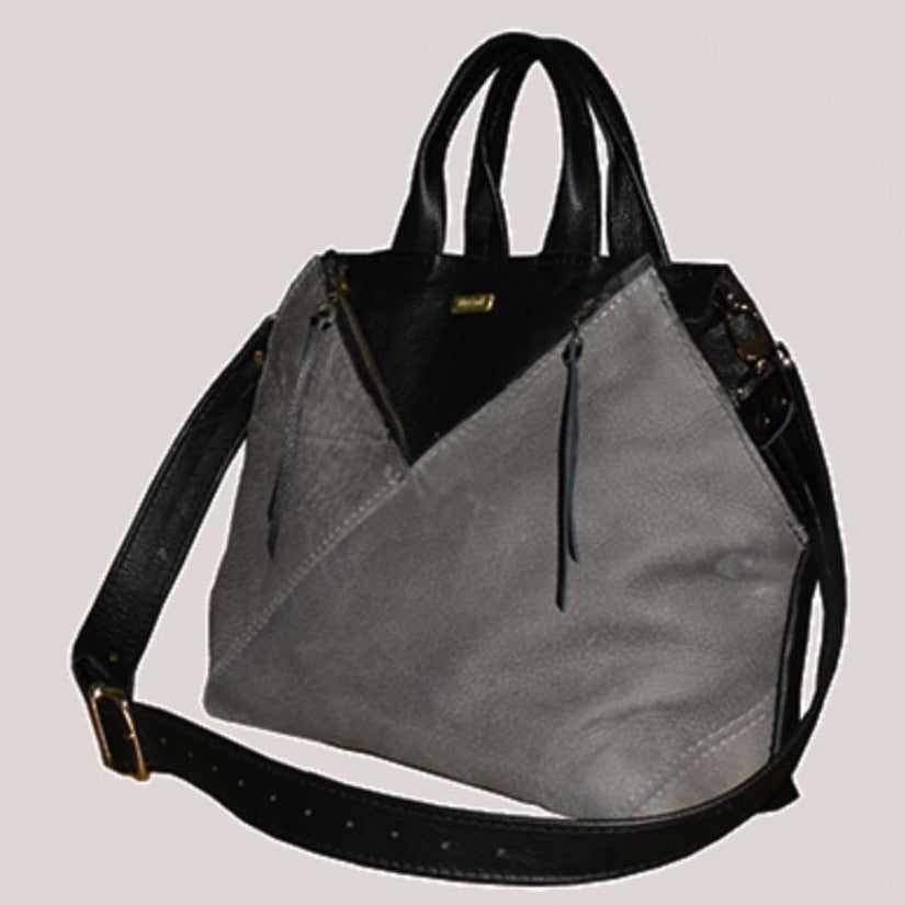 תיק עור איטלקי אפור שחור