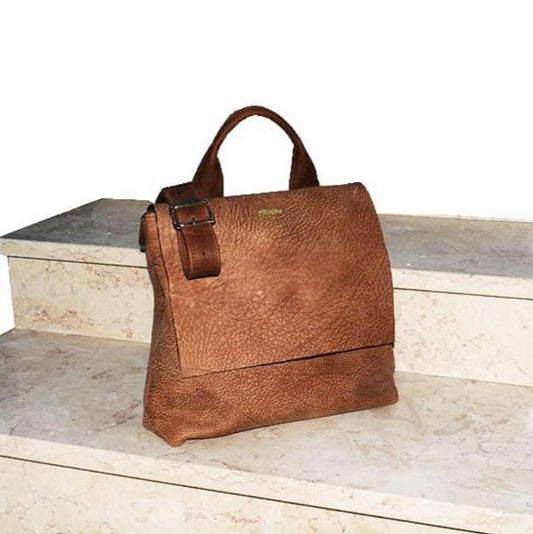 תיק עור איטלקי חום אפריקה עם  קלאפה