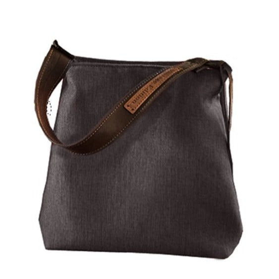 תיק בד אדום בשילוב רצועת עור איטלקי חום