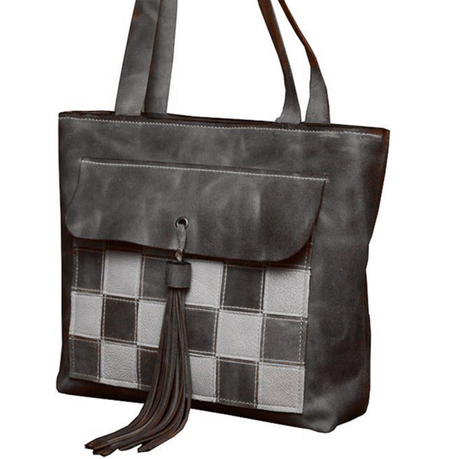 תיק עור איטלקי משבצות