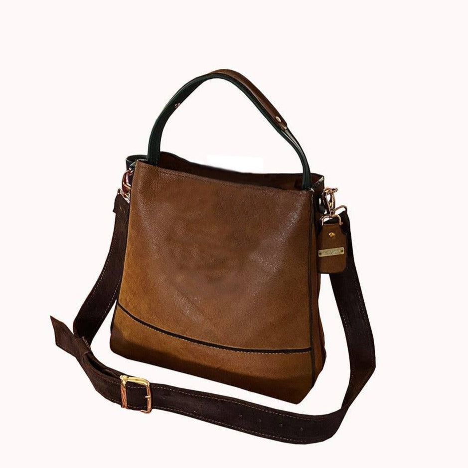 תיק סטייל אתני לנשים חום וירוק בקבוק