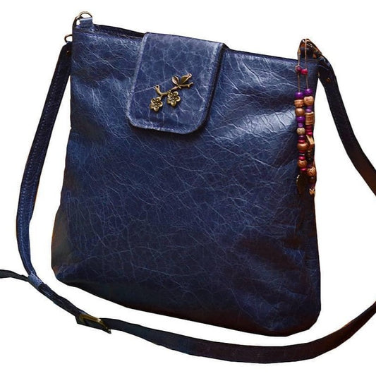 תיק עור איטלקי אלגנט בגוון כחול