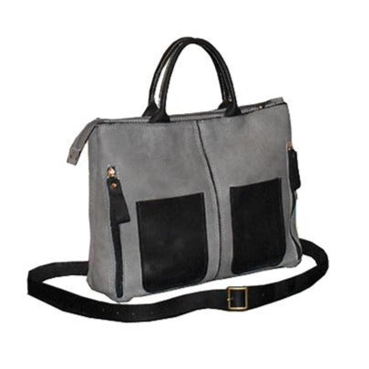 תיק עור שחור 2 רוכסנים ו- 2 כיסים