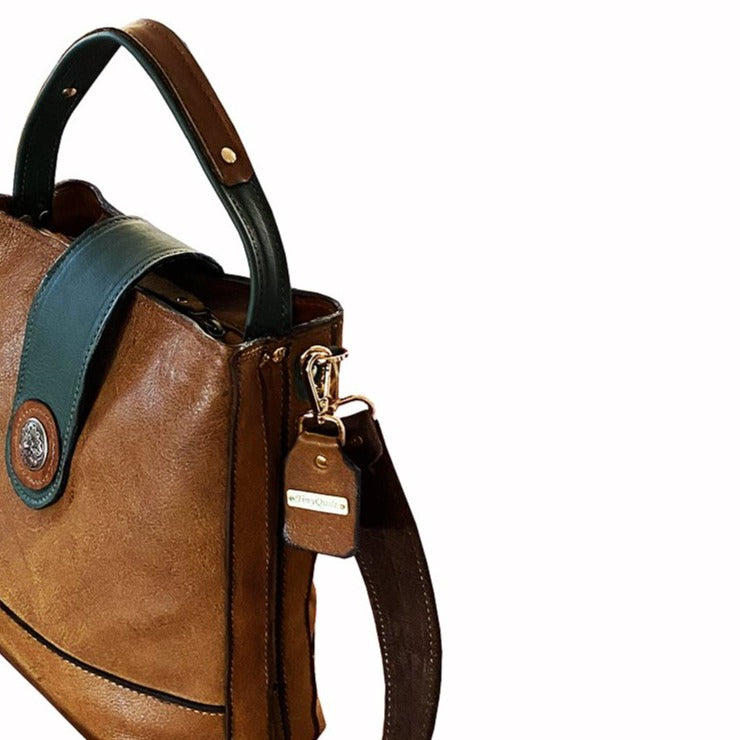 תיק סטייל אתני לנשים חום וירוק בקבוק