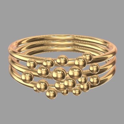 טבעת זהב 14 קראט  בועות עדינות בגדלים שונים