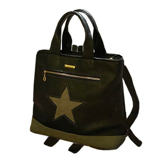 תיק לנשים גב אפור בשילוב שחור כוכב אפור