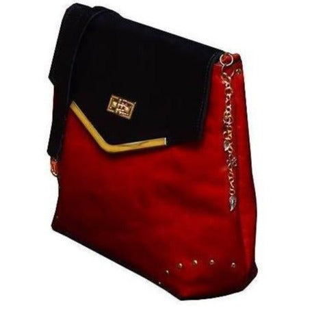 תיק עור איטלקי אדום - שחור קטן אלגנט