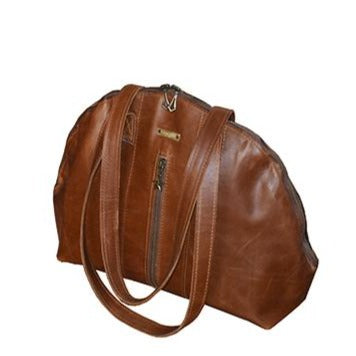 תיק עור איטלקי חום דבש חצי עגול בסגנון רטרו ידיות לתליה על הכתף