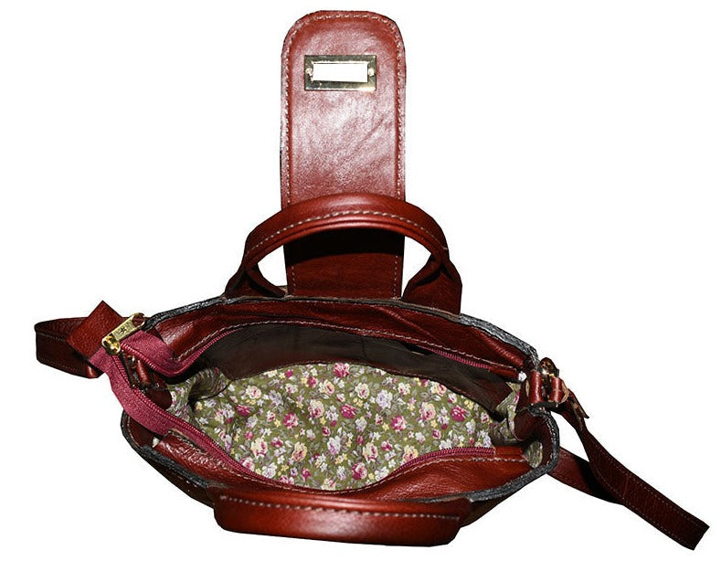 תיק יד מעור בורדו עם טקסטורה מחוייט אלגנט