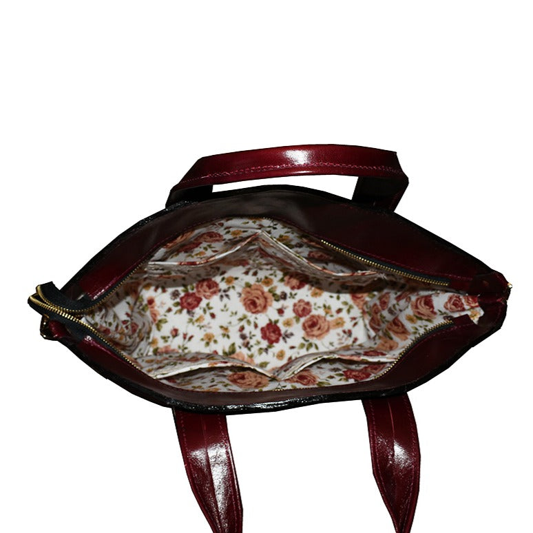 תיק עור בורדו עשיר איטלקי