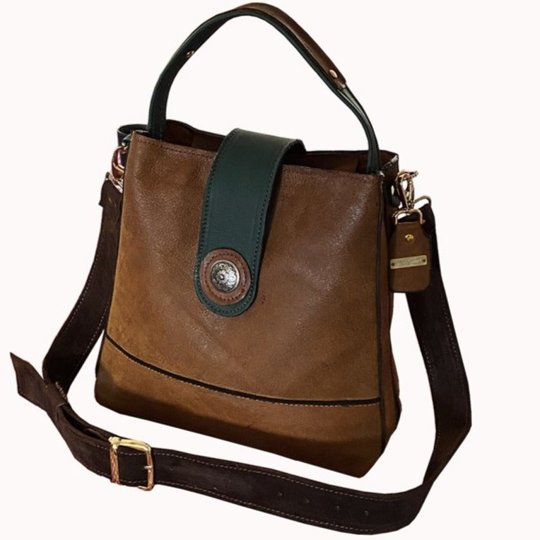 תיק סטייל אתני לנשים חום וירוק בקבוק