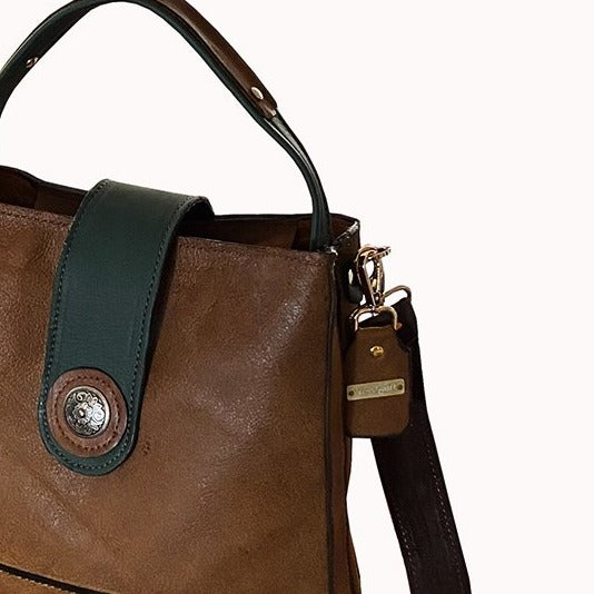 תיק סטייל אתני לנשים חום וירוק בקבוק