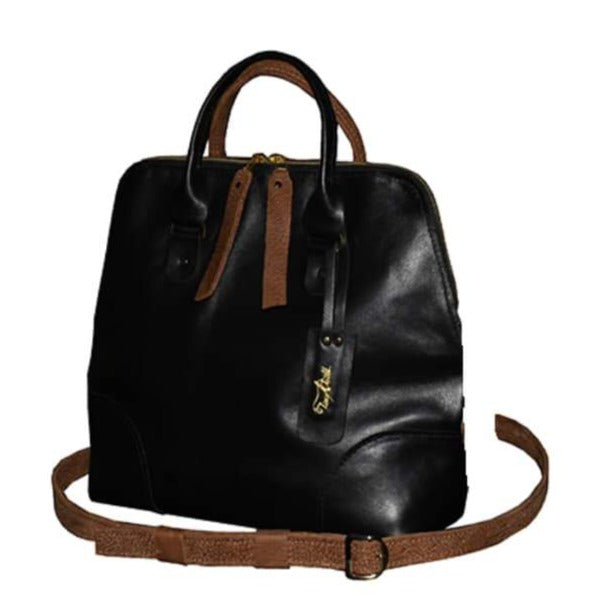 תיק עור איטלקי חום - שחור