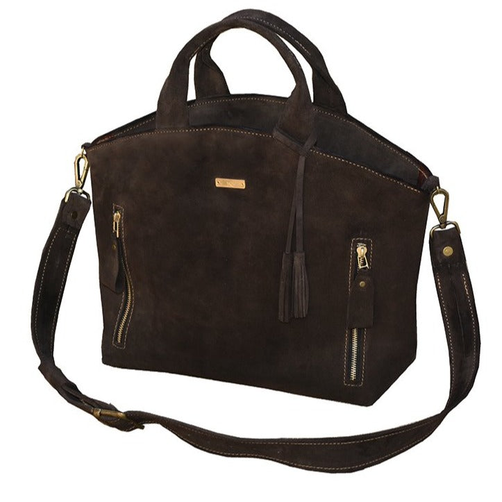 תיק יד מעור אפור אפריקה שוליים מעוגלים