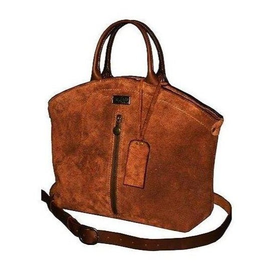 תיק יד מעור חום דבש הפוך  שוליים מעוגלים