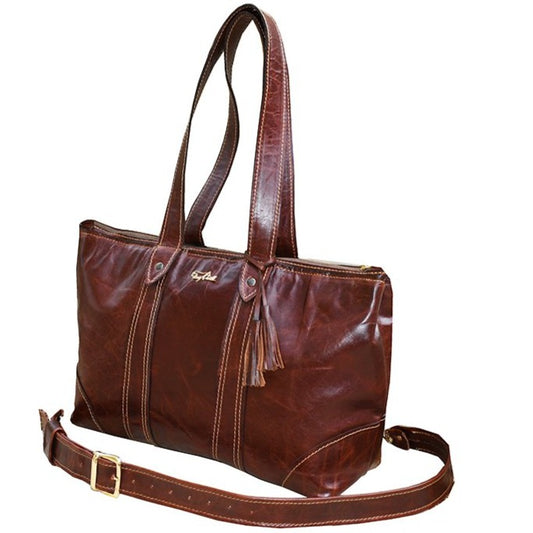 תיק עור איטלקי גדול חום אדמדם