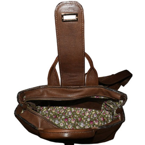 תיק יד מעור איטלקי חום שוקולד