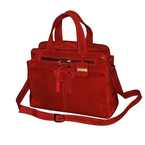 תיק יד מעור זמש אדום