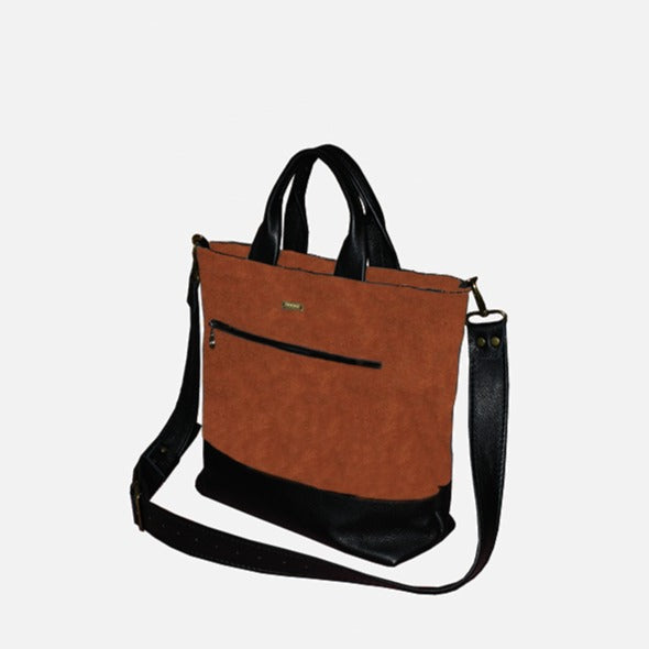 תיק עור איטלקי אפור בשילוב פס עור שחור