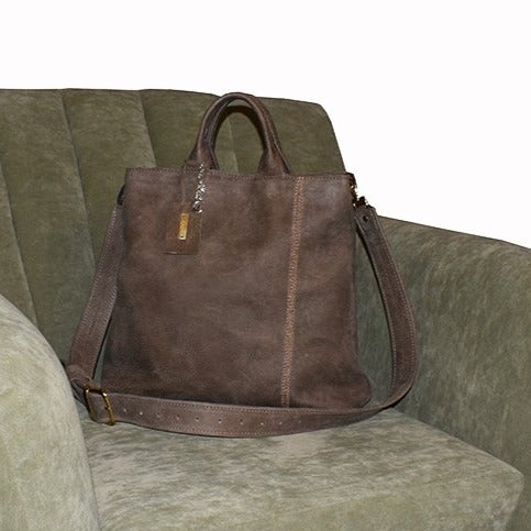 תיק עור איטלקי חום-אפור