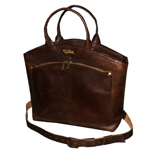 תיק יד מעור חום וינטאג' שוליים מעוגלים