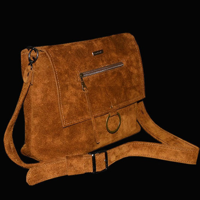 תיק מעור הפוך חום דבש לנשים