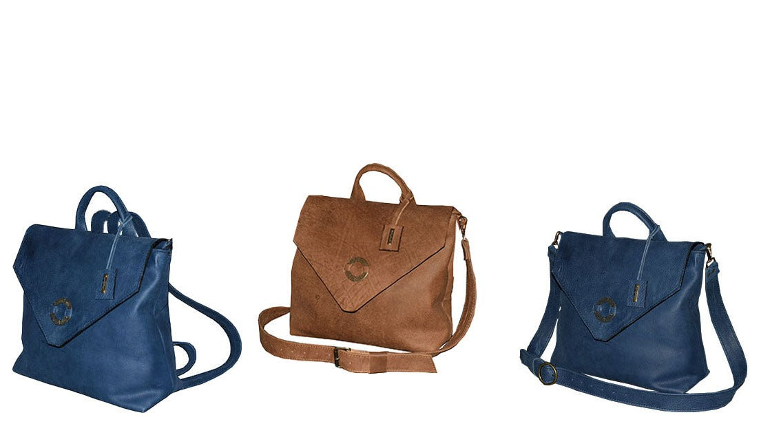 תיק גב מעור אפריקה חום קלאפה ארוכה משולשת