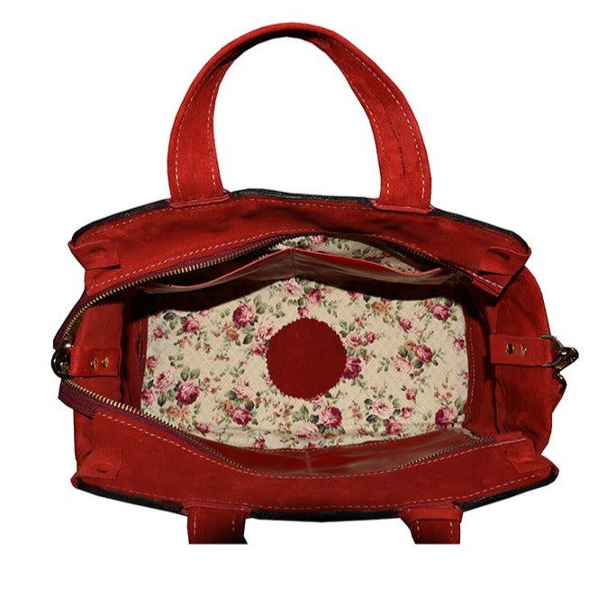 תיק יד מעור זמש אדום