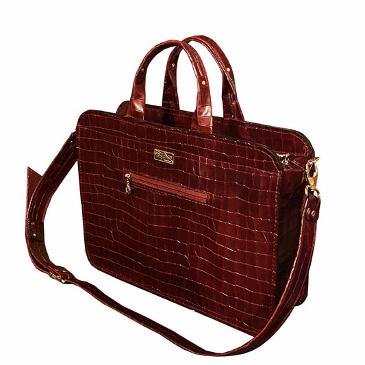 תיק יד מעור קרוקו בורדו איטלקי