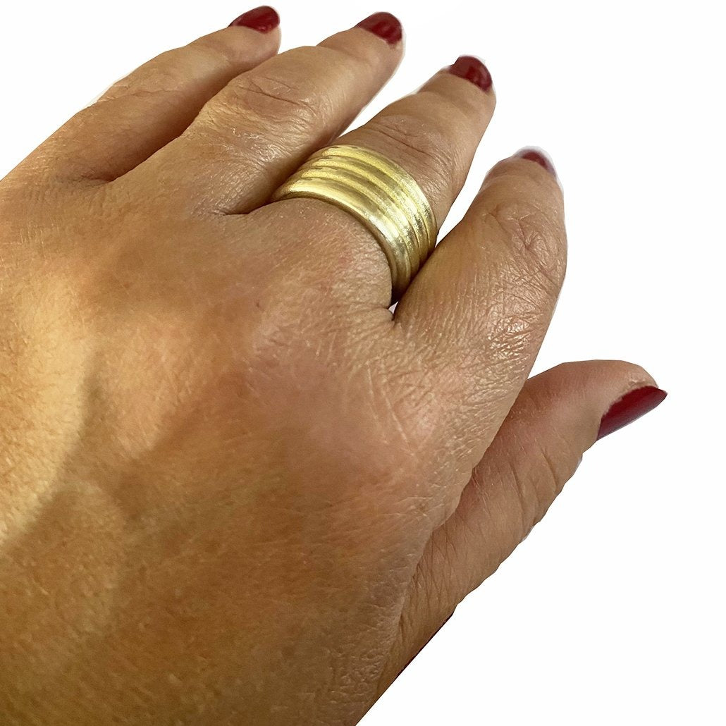 טבעת זהב 14 לבן קראט רחבה