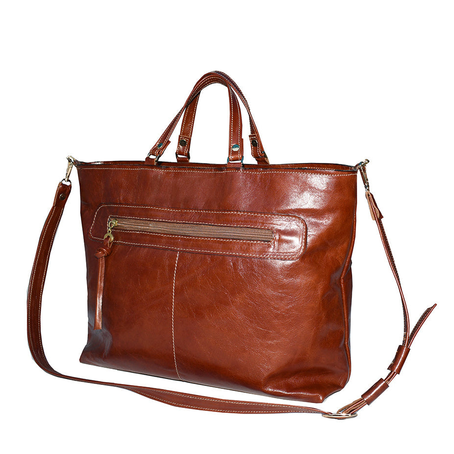 תיק עור גדול ללפטופ ומסמכים בצבע חום אדמדם מחוייט