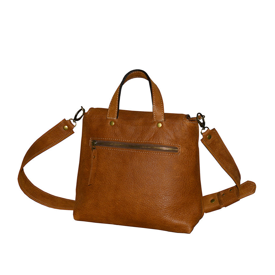 תיק צד מעור חום דבש איטלקי אותנטי מחוייט עם אבזם רטרו