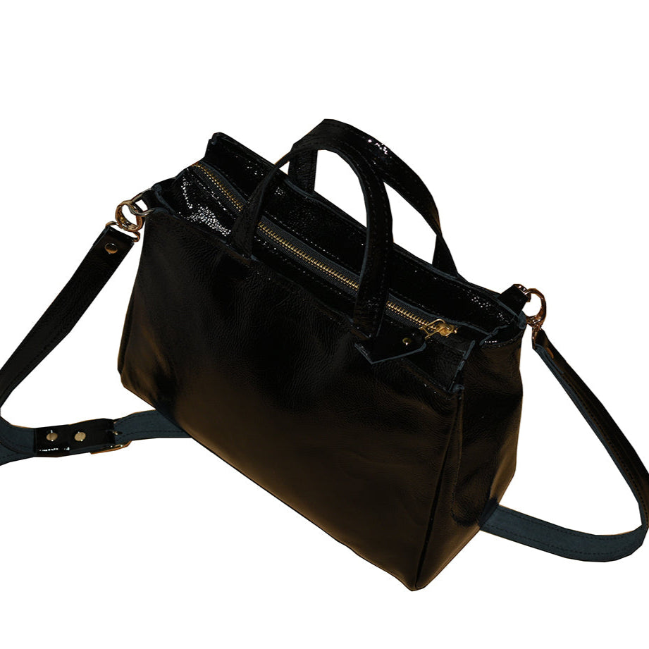 תיק יד מעור שחור לק אלגנט ואצילי