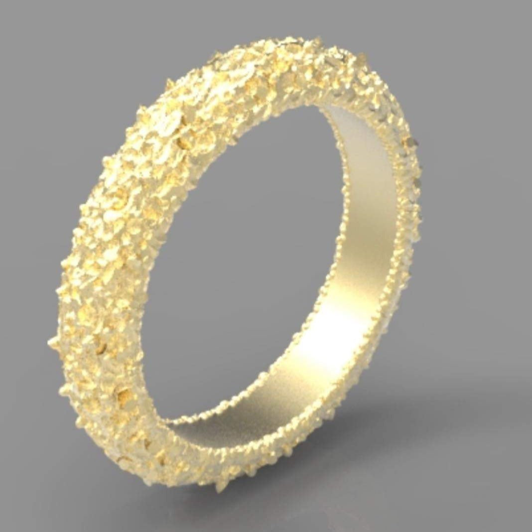 טבעת זהב צהוב 14 קראט בטקסטורת נטיפים